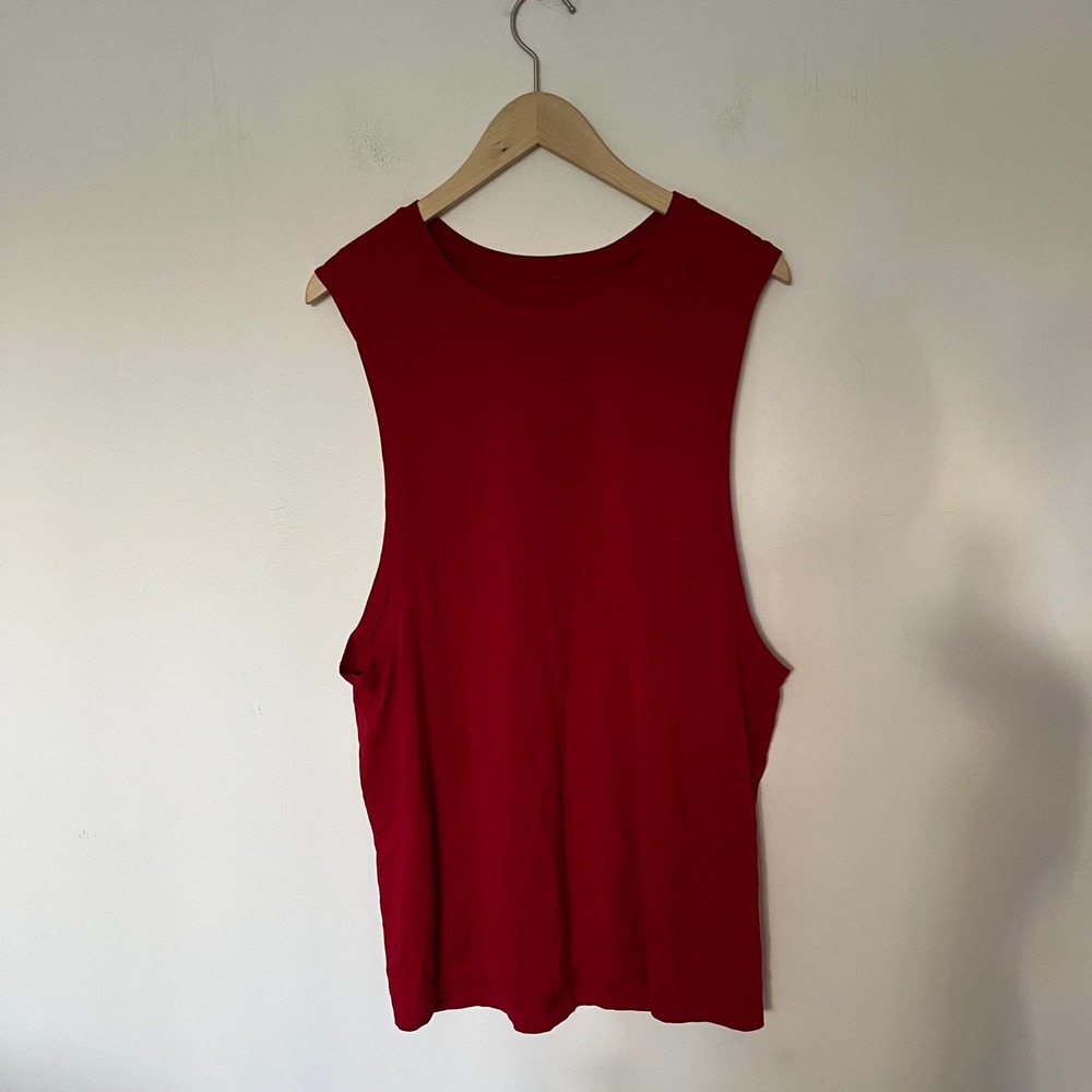 Lululemon Mens Sleeveless Muscle Tank Top Red Deep Armholes Size L